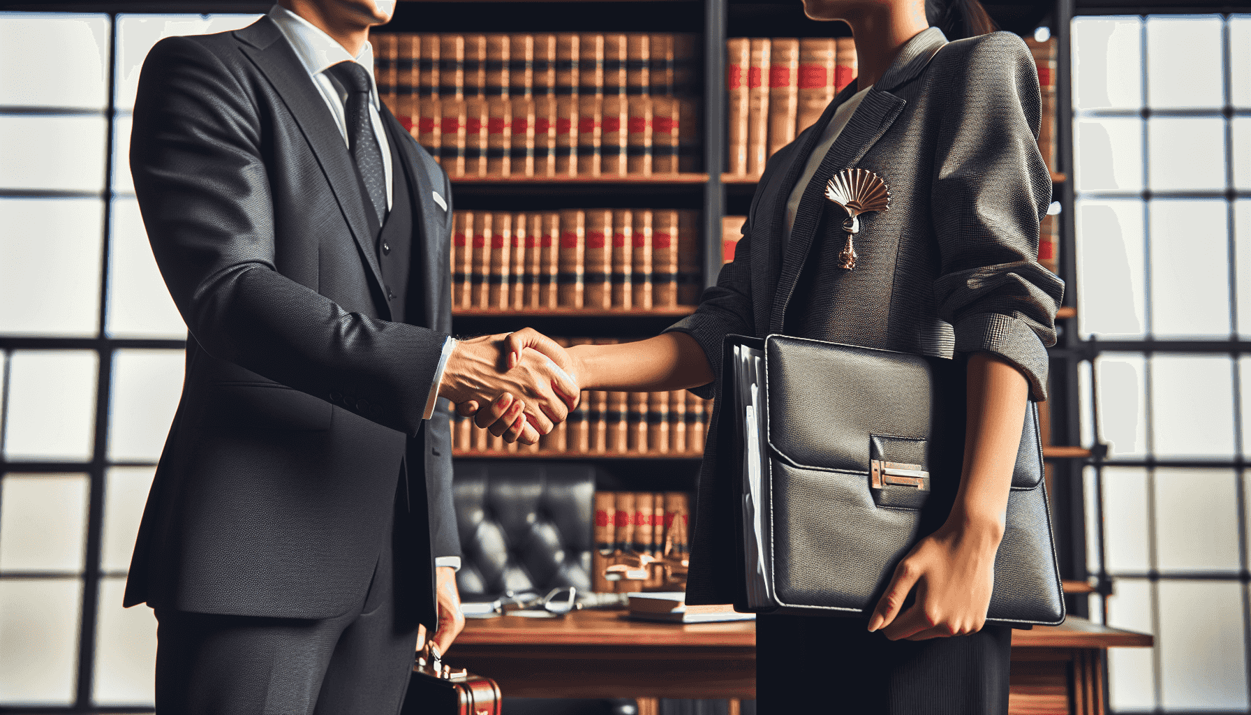 Poignée de main entre un avocat et un client